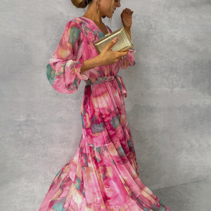 Robe Portefeuille Amandine | Imprimé Floral, Manches Longues, Robe Longue Femme 0