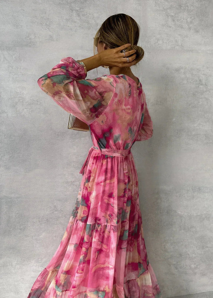 Robe Portefeuille Amandine | Imprimé Floral, Manches Longues, Robe Longue Femme 2