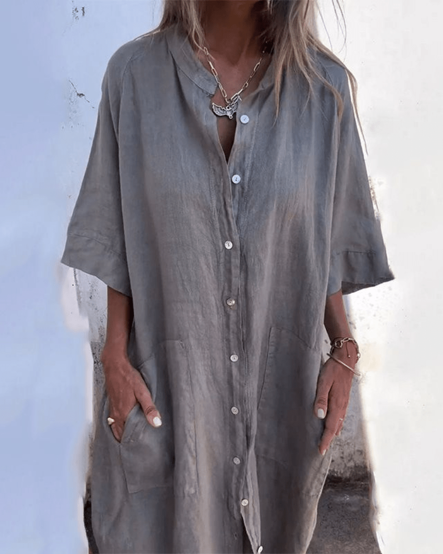 Robe chemise Clara | Coton et lin, coupe ample et décontractée 0