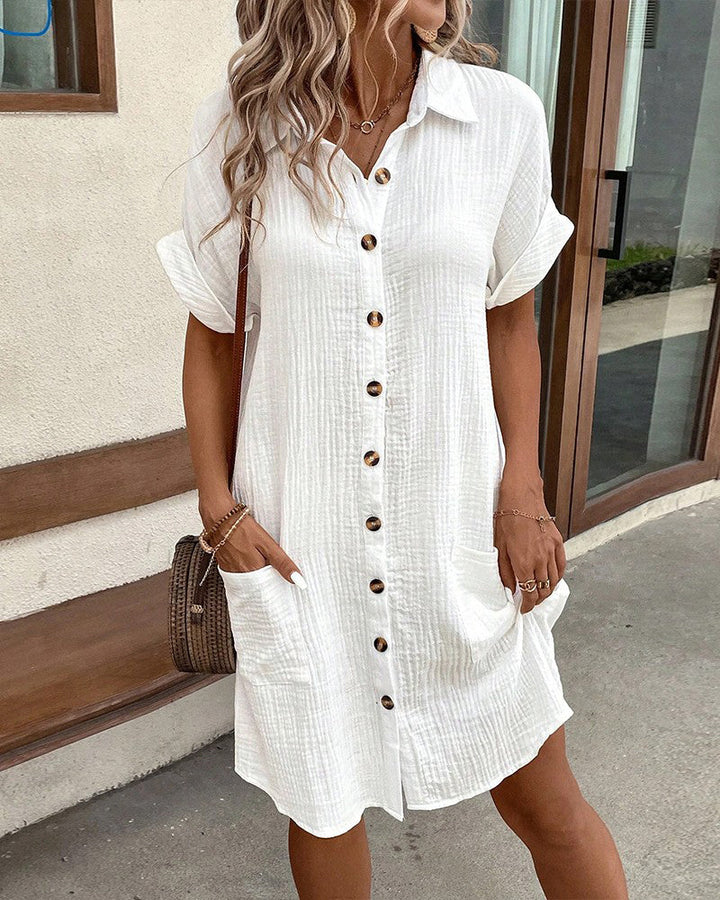 Robe chemise Clara | Coton léger, boutonnière intégrale, manches retroussées 0