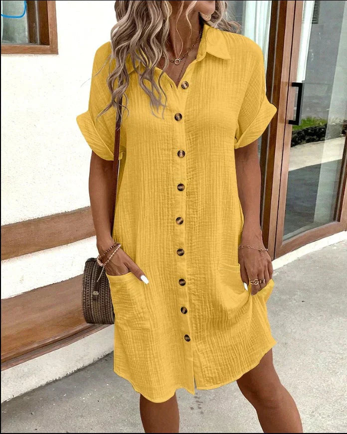 Robe chemise Clara | Coton léger, boutonnière intégrale, manches retroussées 1