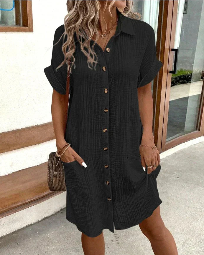 Robe chemise Clara | Coton léger, boutonnière intégrale, manches retroussées 4
