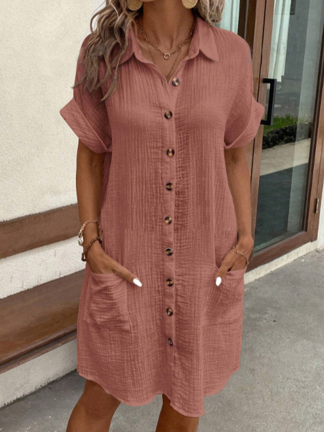 Robe chemise Clara | Coton léger, boutonnière intégrale, manches retroussées 5