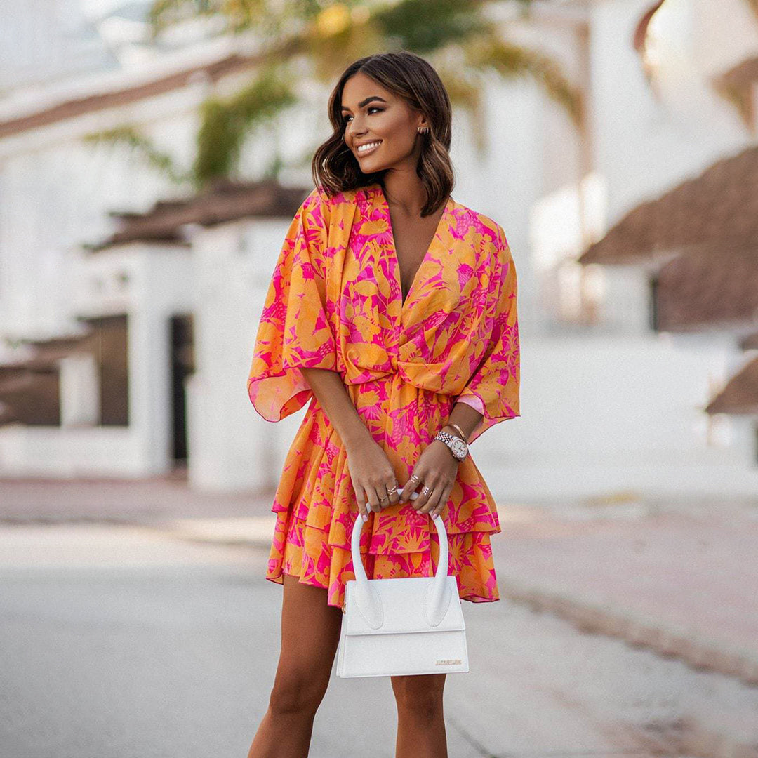 Robe courte Mina pour femmes | Style bohème, tissu léger et fluide 0