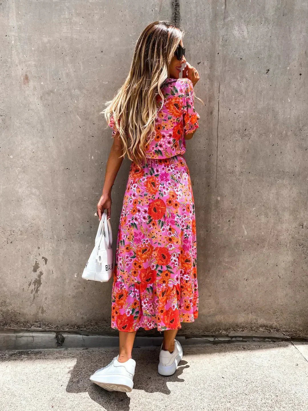 Robe d'été Fleurine | Imprimé Floral, Patte de Boutonnage & Fente Latérale 6