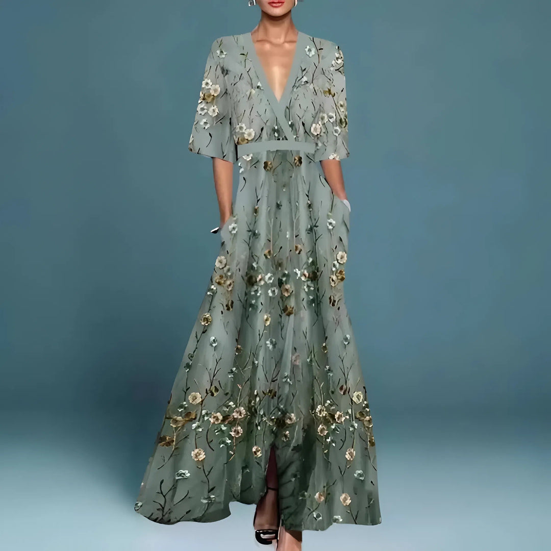 Robe de soirée Mira | Imprimé floral & décolleté en V élégant 2