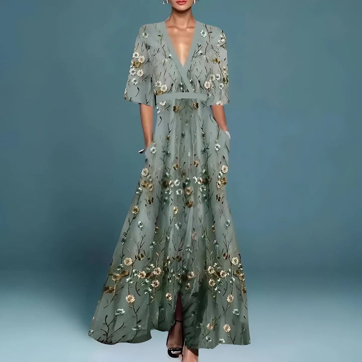 Robe de soirée Mira | Imprimé floral & décolleté en V élégant 2