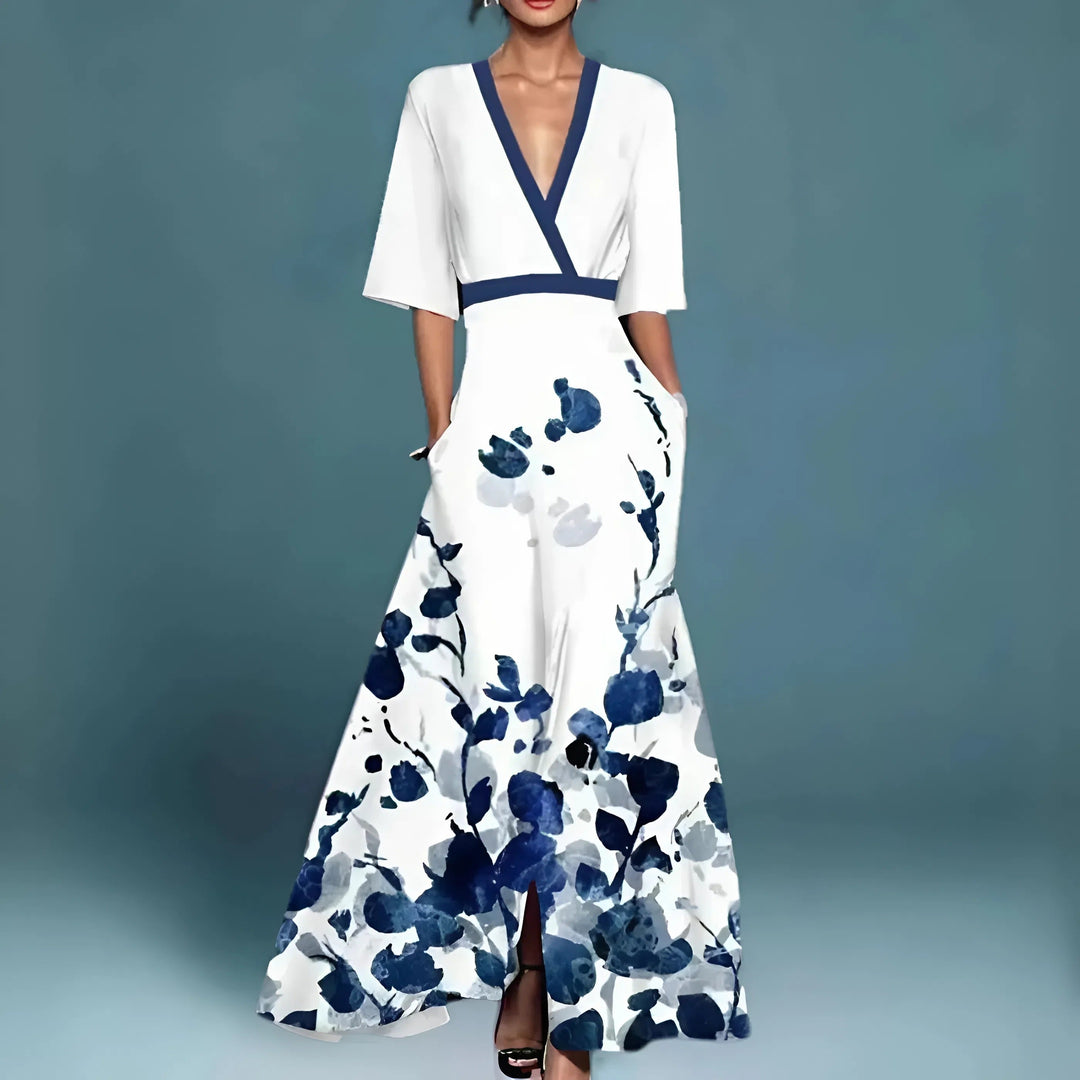 Robe de soirée Mira | Imprimé floral & décolleté en V élégant 3