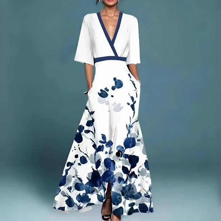 Robe de soirée Mira | Imprimé floral & décolleté en V élégant 3
