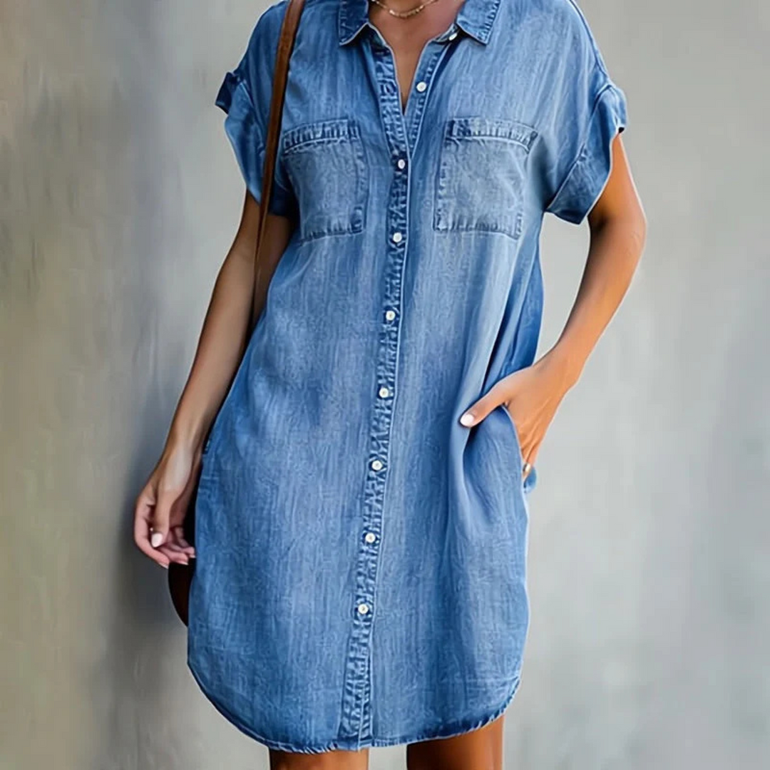 Robe longue Féline | Coupe raffinée en tissu doux, col structuré 0