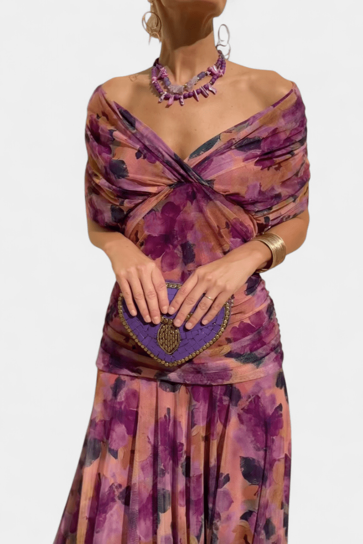 Robe longue Fleurine | Imprimé floral élégant pour femme, idéale pour soirées d'été 6