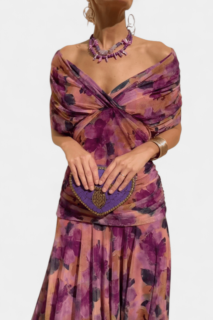 Robe longue Fleurine | Imprimé floral élégant pour femme, idéale pour soirées d'été 6
