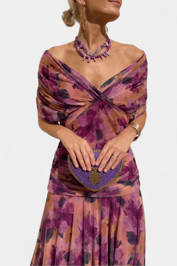 Robe longue Fleurine | Imprimé floral élégant pour femme, idéale pour soirées d'été 7