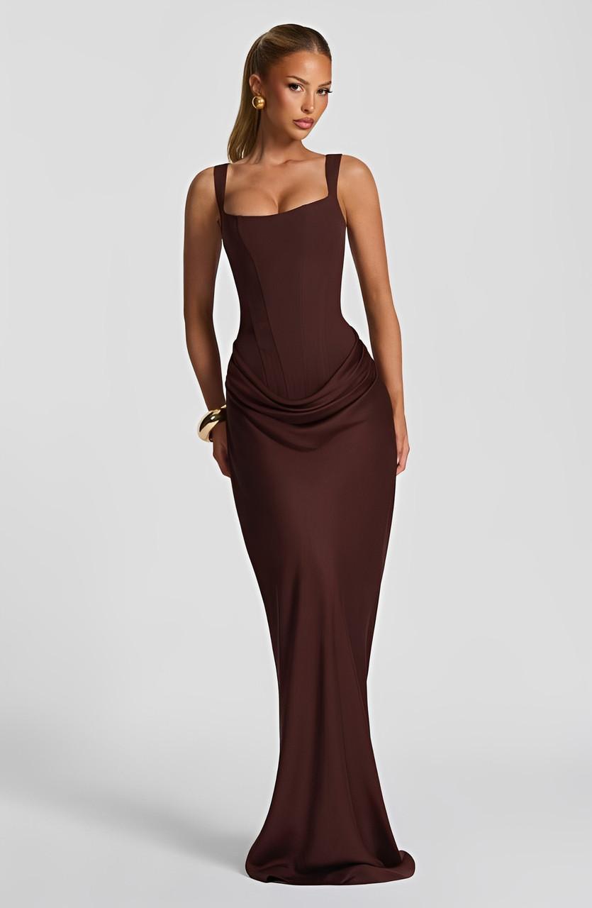 Robe longue Liora | Bretelles Fines & Design Corseté Élégant 1