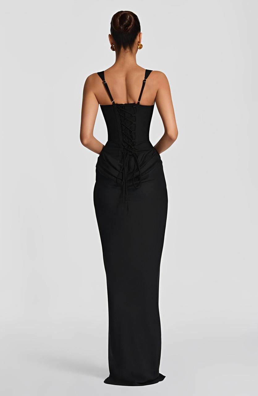 Robe longue Liora | Bretelles Fines & Design Corseté Élégant 10