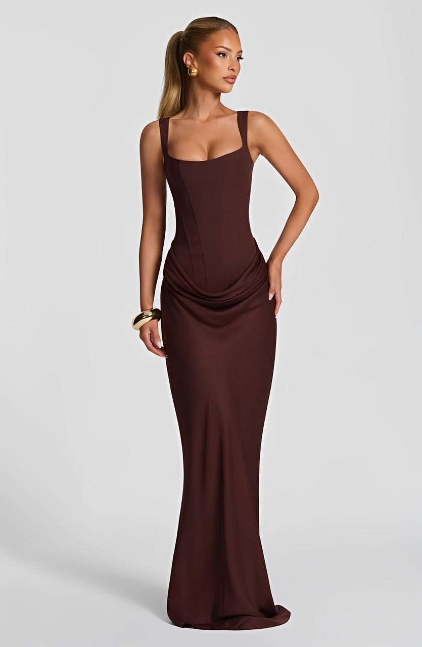 Robe longue Liora | Bretelles Fines & Design Corseté Élégant 2