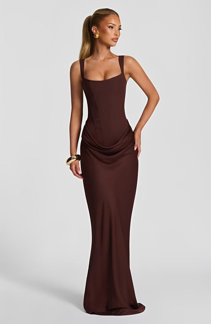 Robe longue Liora | Bretelles Fines & Design Corseté Élégant 2