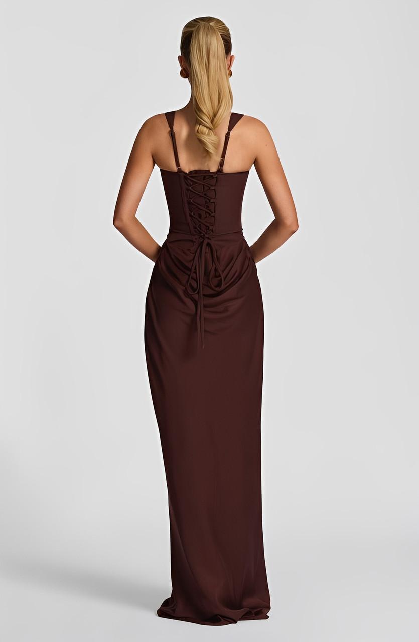 Robe longue Liora | Bretelles Fines & Design Corseté Élégant 3