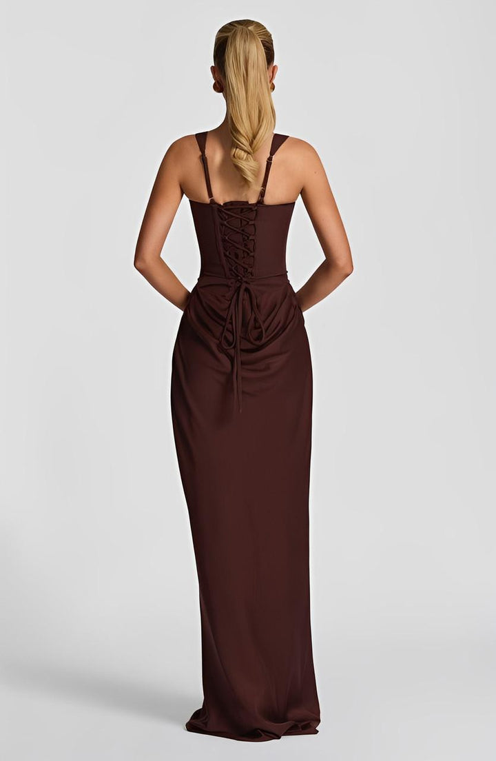 Robe longue Liora | Bretelles Fines & Design Corseté Élégant 3