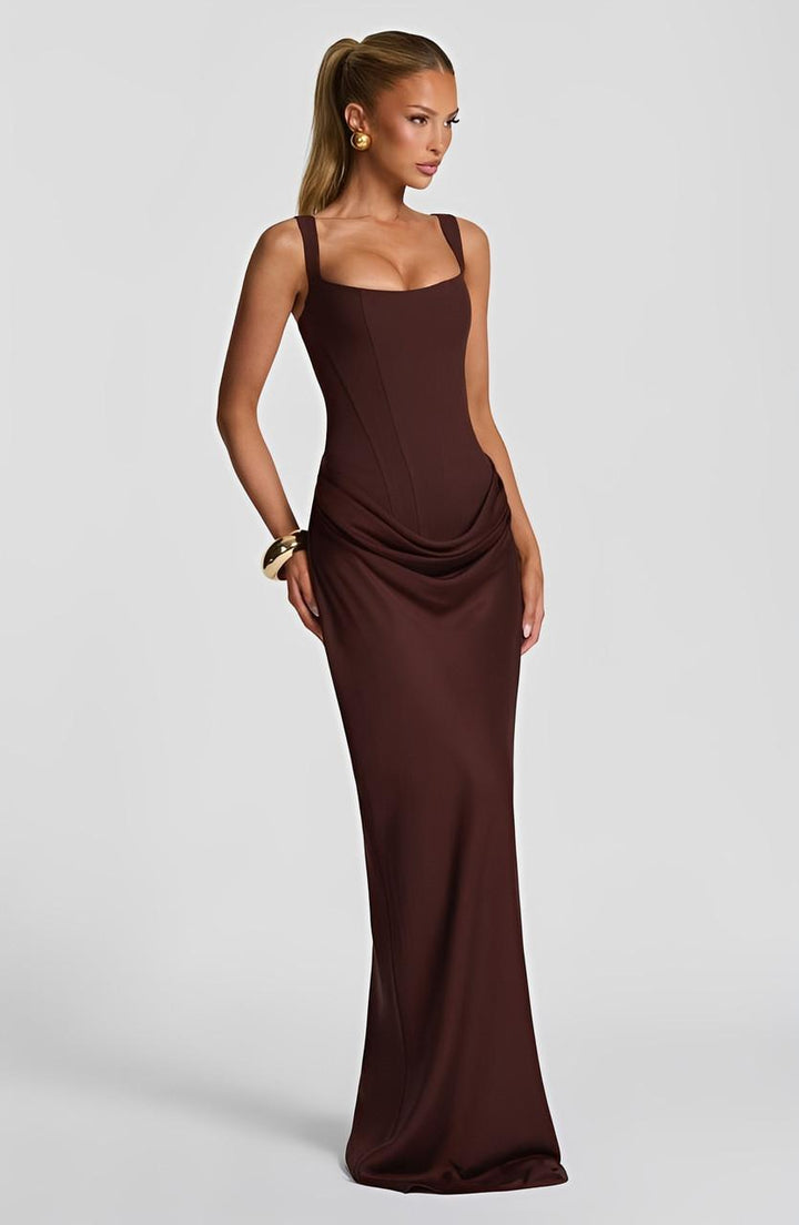 Robe longue Liora | Bretelles Fines & Design Corseté Élégant 5