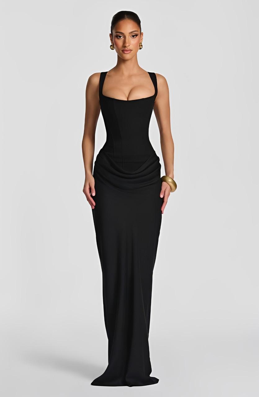Robe longue Liora | Bretelles Fines & Design Corseté Élégant 7