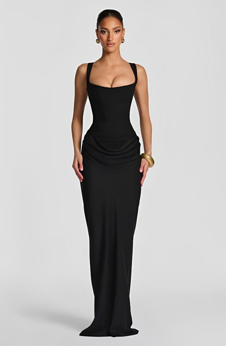 Robe longue Liora | Bretelles Fines & Design Corseté Élégant 7