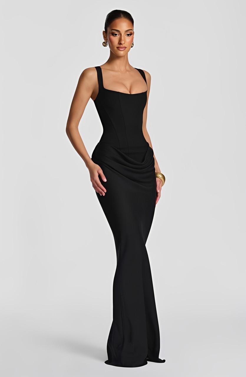 Robe longue Liora | Bretelles Fines & Design Corseté Élégant 8