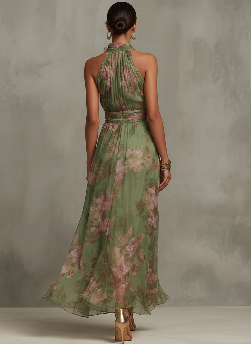 Robe longue Mira | Coupe Halter & Imprimé Floral Élégant 2
