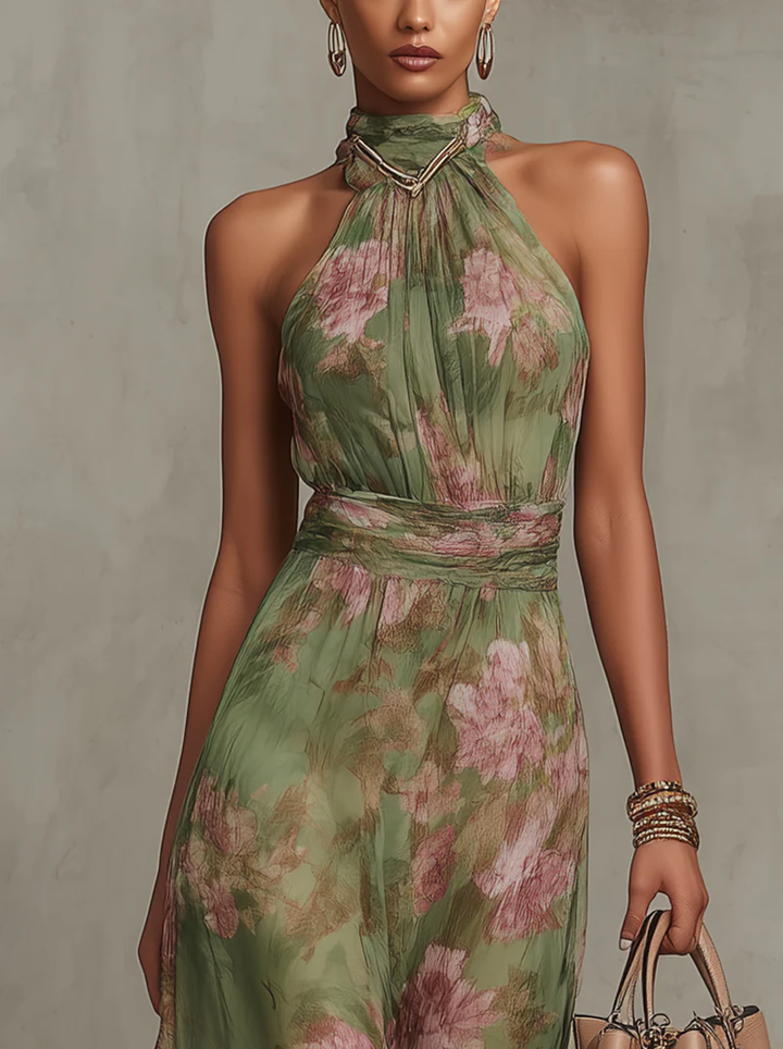 Robe longue Mira | Coupe Halter & Imprimé Floral Élégant 3