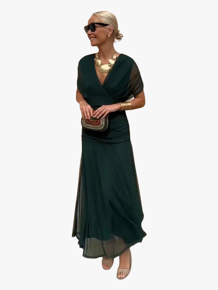 Robe longue Mira | Fluide et élégante, décolleté en V pour femmes 1