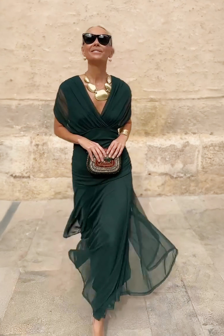 Robe longue Mira | Fluide et élégante, décolleté en V pour femmes 6