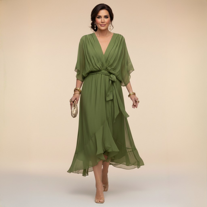 Robe longue Mira | Mousseline légère & col V pour femme 0