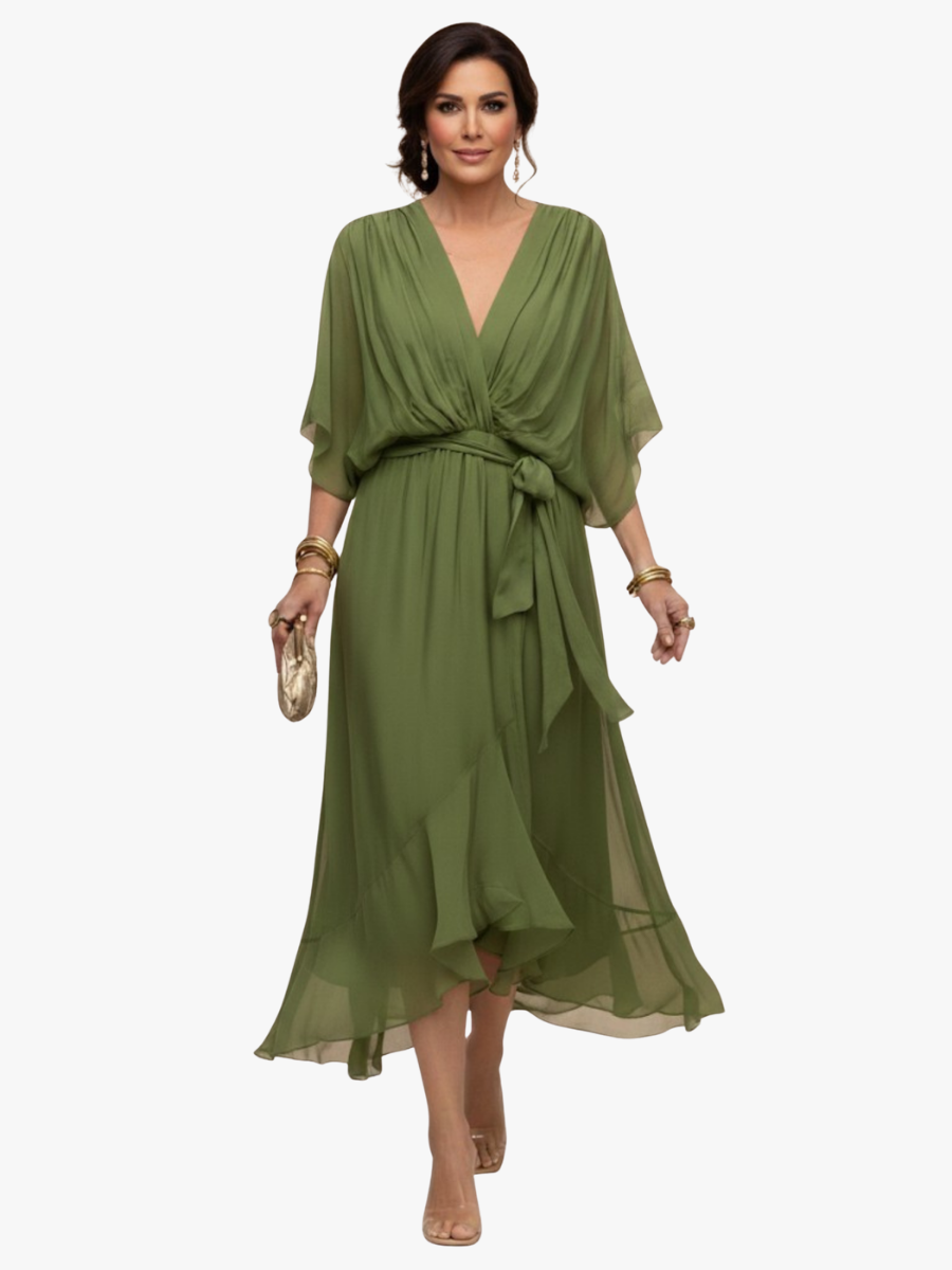 Robe longue Mira | Mousseline légère & col V pour femme 1