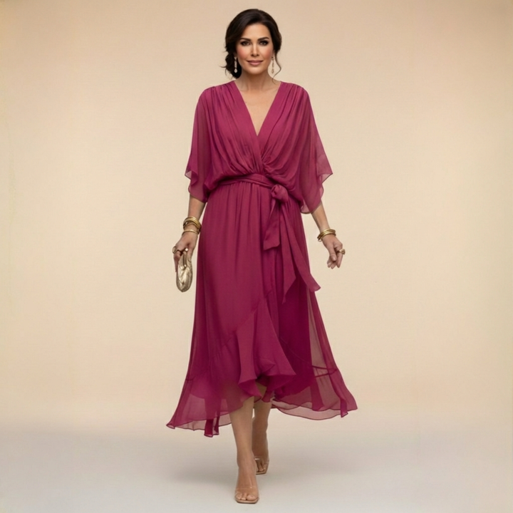 Robe longue Mira | Mousseline légère & col V pour femme 4