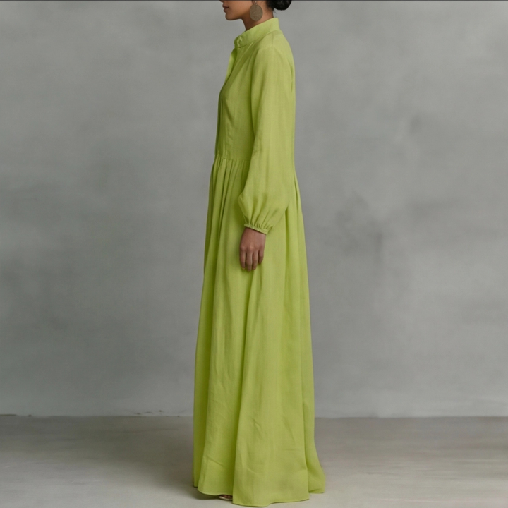 Robe longue Nella | Coton fluide, col montant & manches longues 1