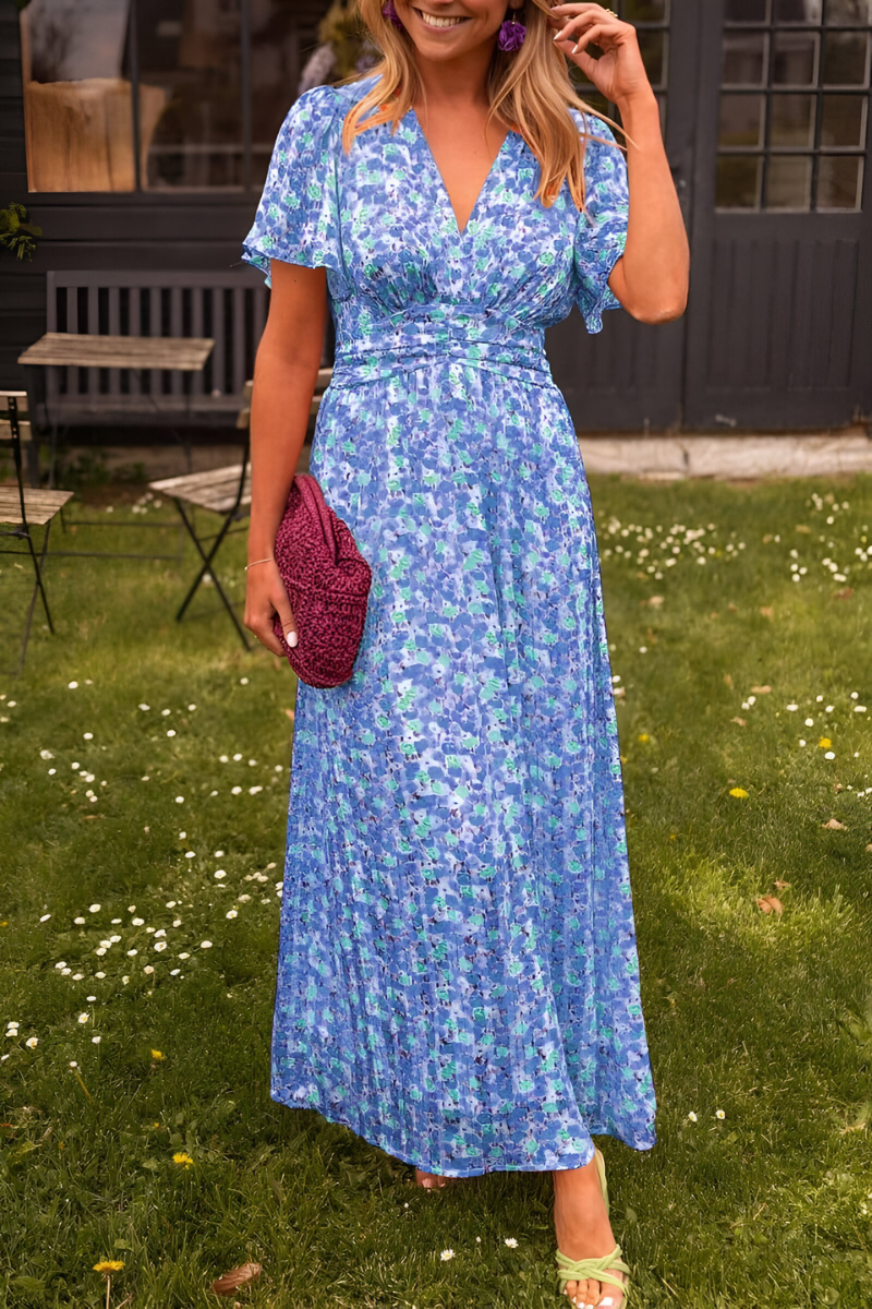 Robe longue Rodelia | Coupe Cintrée & Col en V Élégant, Tissu Fluide 3