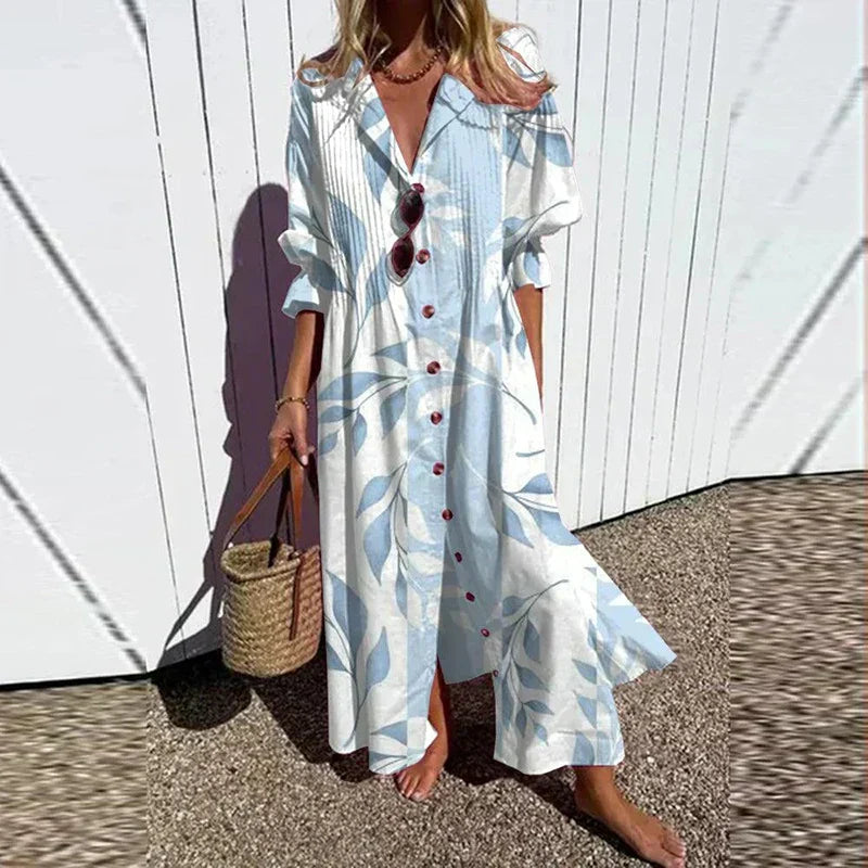 Robe longue bohème Clémence pour femmes | Imprimé coloré, col en V, été 4