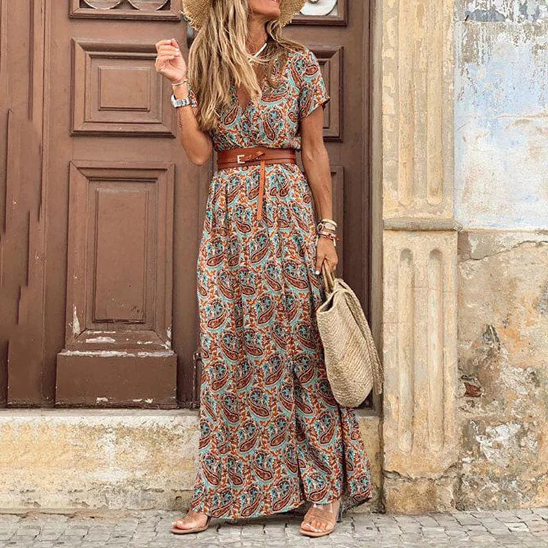 Robe maxi Bianca | Style boho, motif paisley & ceinture à nouer 0