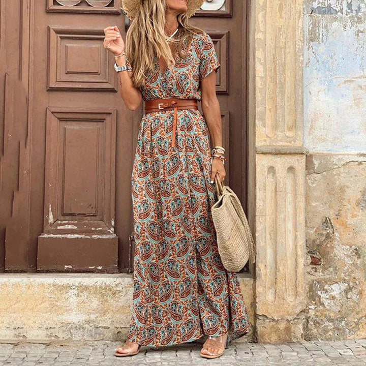 Robe maxi Bianca | Style boho, motif paisley & ceinture à nouer 0