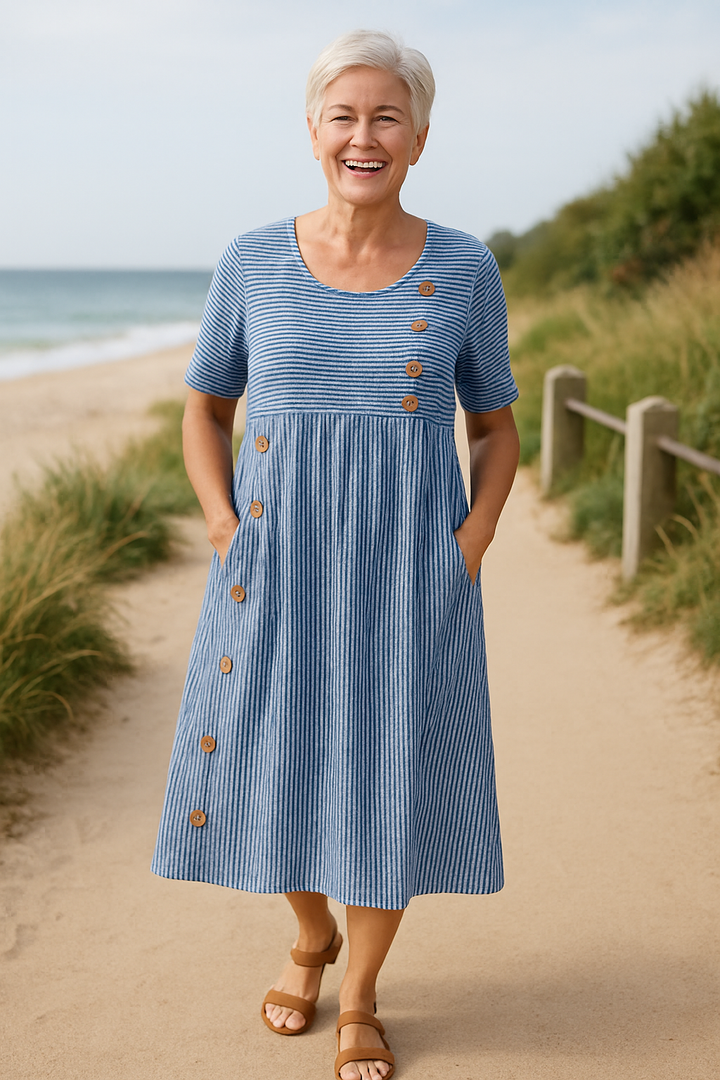 Robe midi Aline Mia | Coupe A-Line, Tissu Léger et Poches Pratiques 0