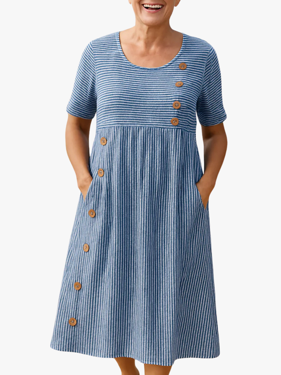Robe midi Aline Mia | Coupe A-Line, Tissu Léger et Poches Pratiques 1