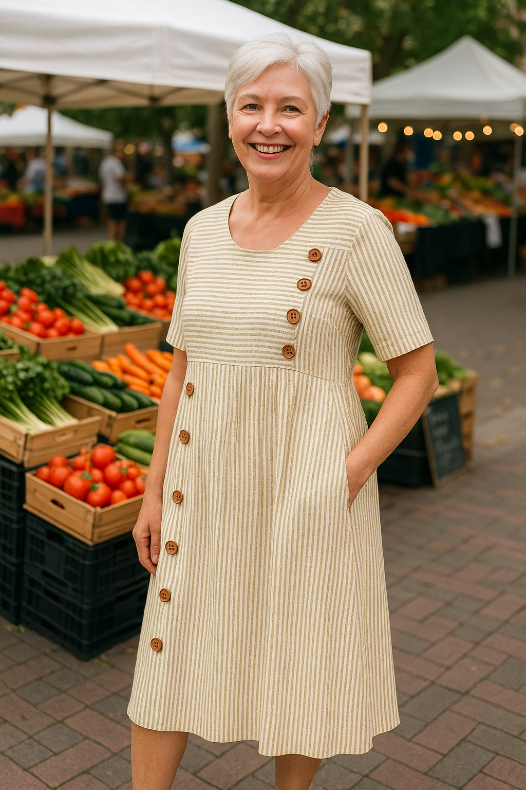 Robe midi Aline Mia | Coupe A-Line, Tissu Léger et Poches Pratiques 3