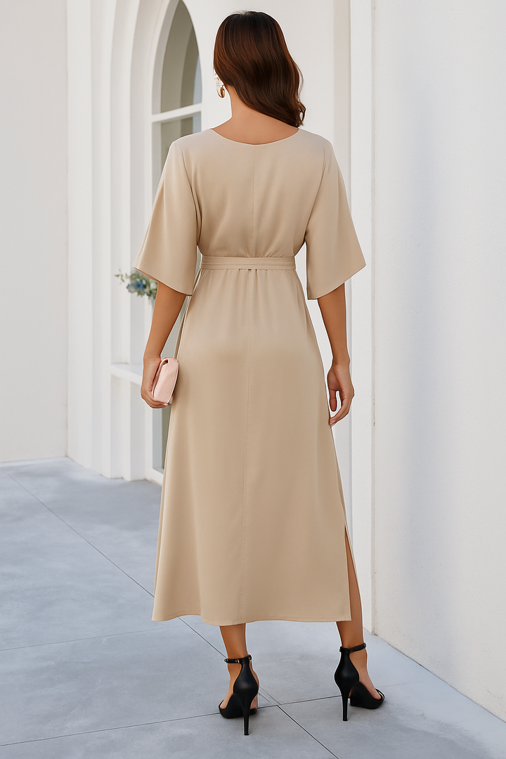 Robe midi Audrey | Col en V, ceinture ajustable, style printanier 1