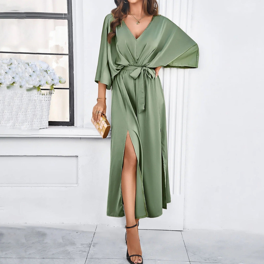 Robe midi Audrey | Col en V, ceinture ajustable, style printanier 2
