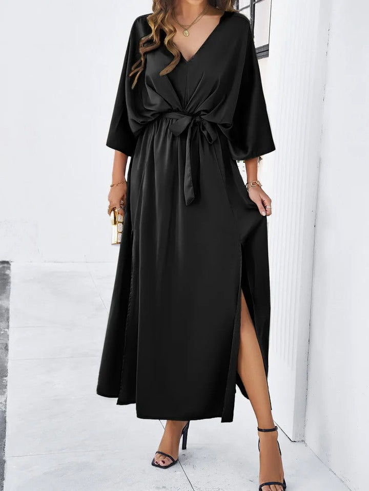 Robe midi Audrey | Col en V, ceinture ajustable, style printanier 4