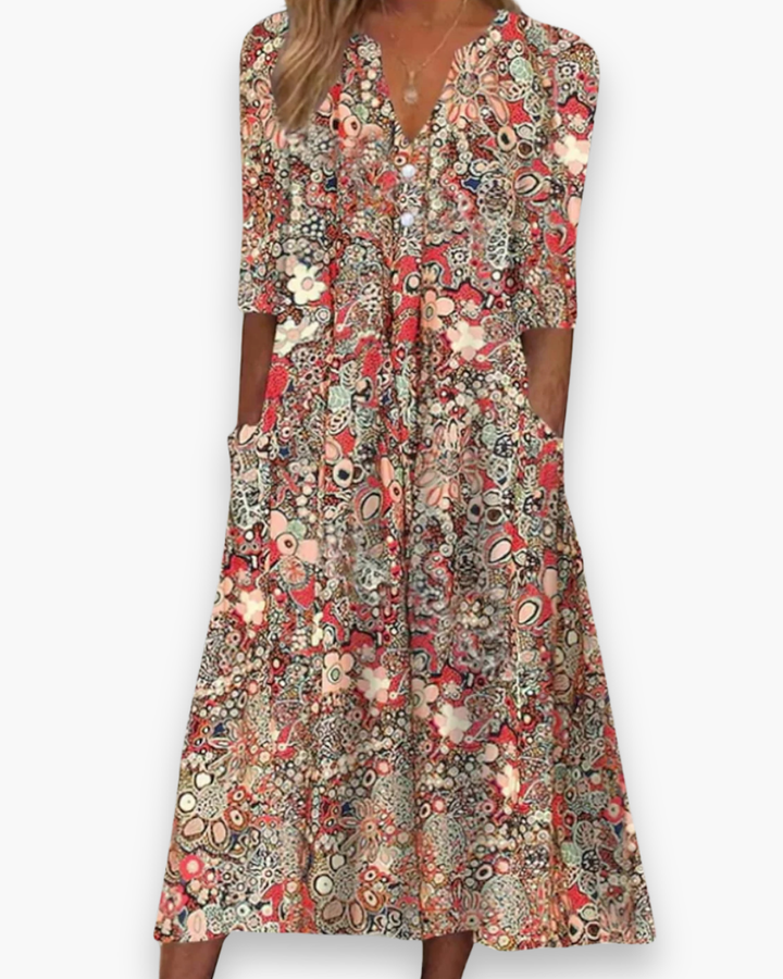 Robe midi Bella | Imprimé floral, coupe fluide en coton 0