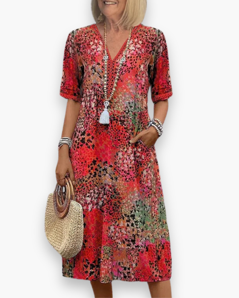 Robe midi Fleurie Lila femme | Imprimé floral éclatant, coupe fluide 0