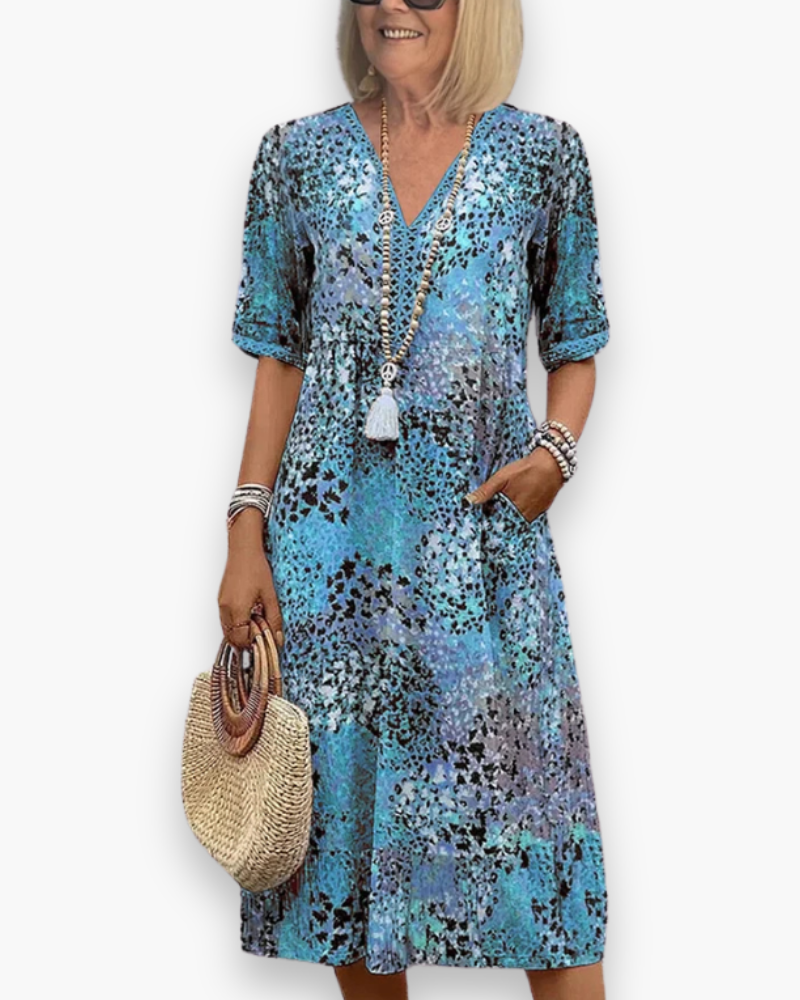 Robe midi Fleurie Lila femme | Imprimé floral éclatant, coupe fluide 1