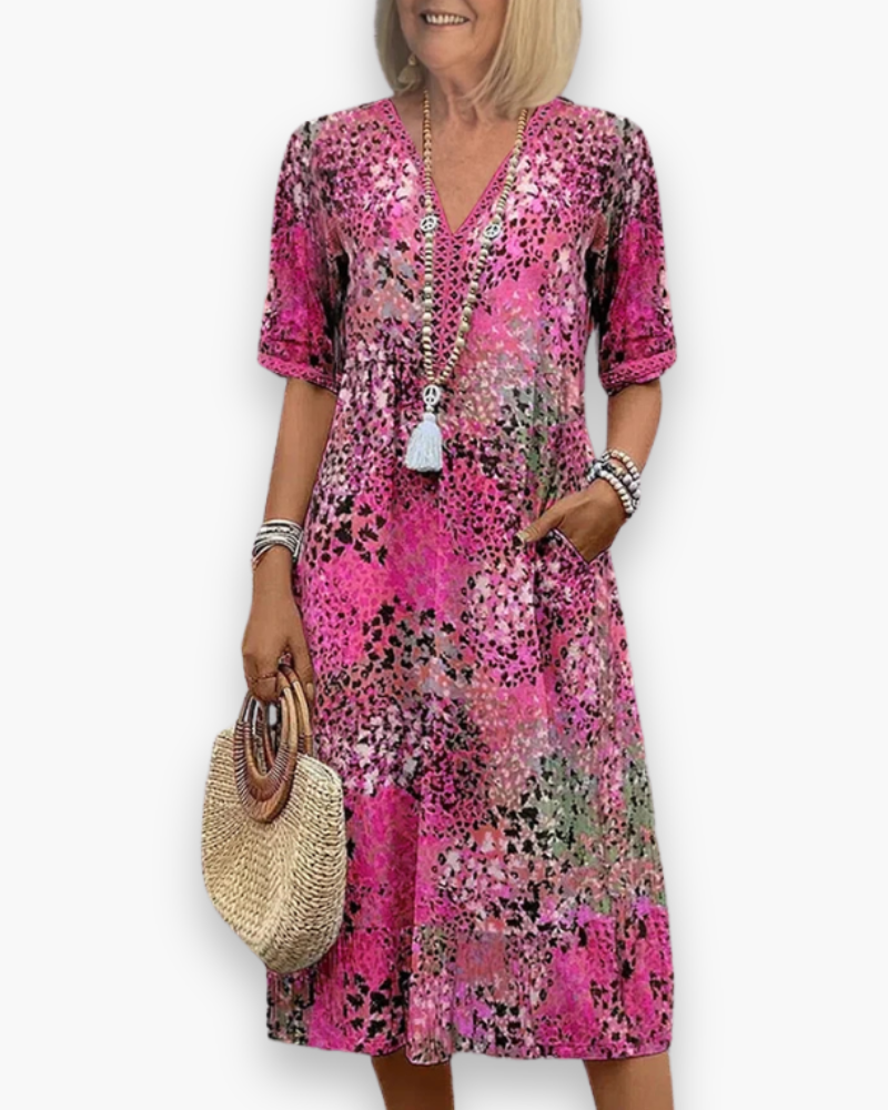 Robe midi Fleurie Lila femme | Imprimé floral éclatant, coupe fluide 2