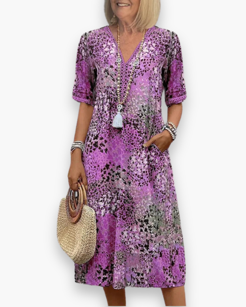 Robe midi Fleurie Lila femme | Imprimé floral éclatant, coupe fluide 3